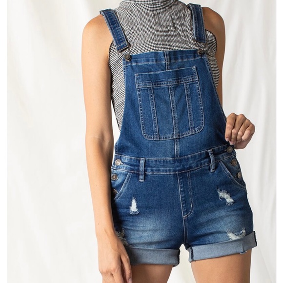 KanCan Pants - KanCan Distressed Denim Overalls
